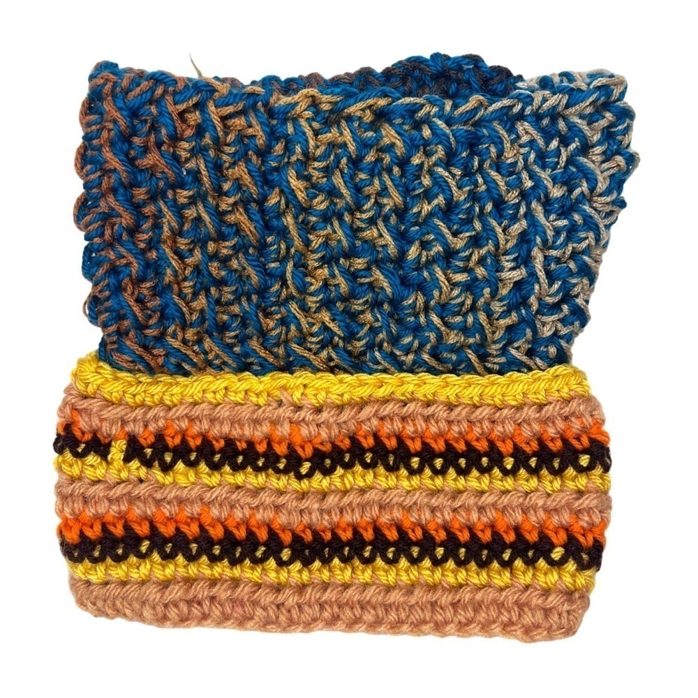 Handmade Ear Warmers Headbands Orange Brown Blue crochet rustic